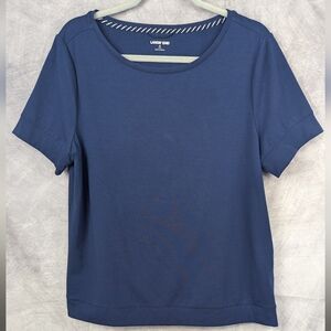 Lands' End Size Medium (8-10) Navy Blue Short Sleeve Shirt Heavier Weight